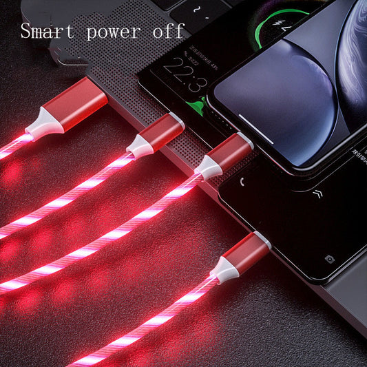 3-in-1-Micro-USB-Typ-C-Kabel, LED-Flusslicht, Typ-C-Ladekabel, Handy-Ladekabel