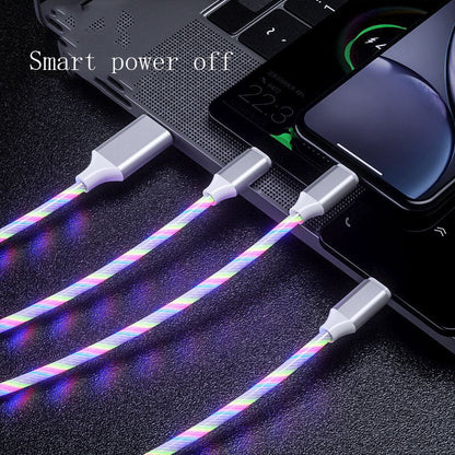 3-in-1-Micro-USB-Typ-C-Kabel, LED-Flusslicht, Typ-C-Ladekabel, Handy-Ladekabel