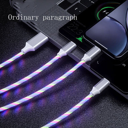 3-in-1-Micro-USB-Typ-C-Kabel, LED-Flusslicht, Typ-C-Ladekabel, Handy-Ladekabel