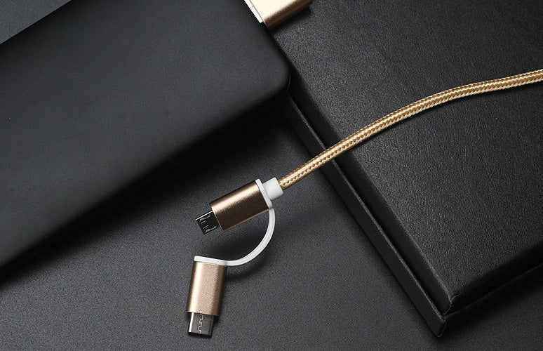 100 cm 2A Schnellladekabel 2 IN 1 USB Typ C Micro USB