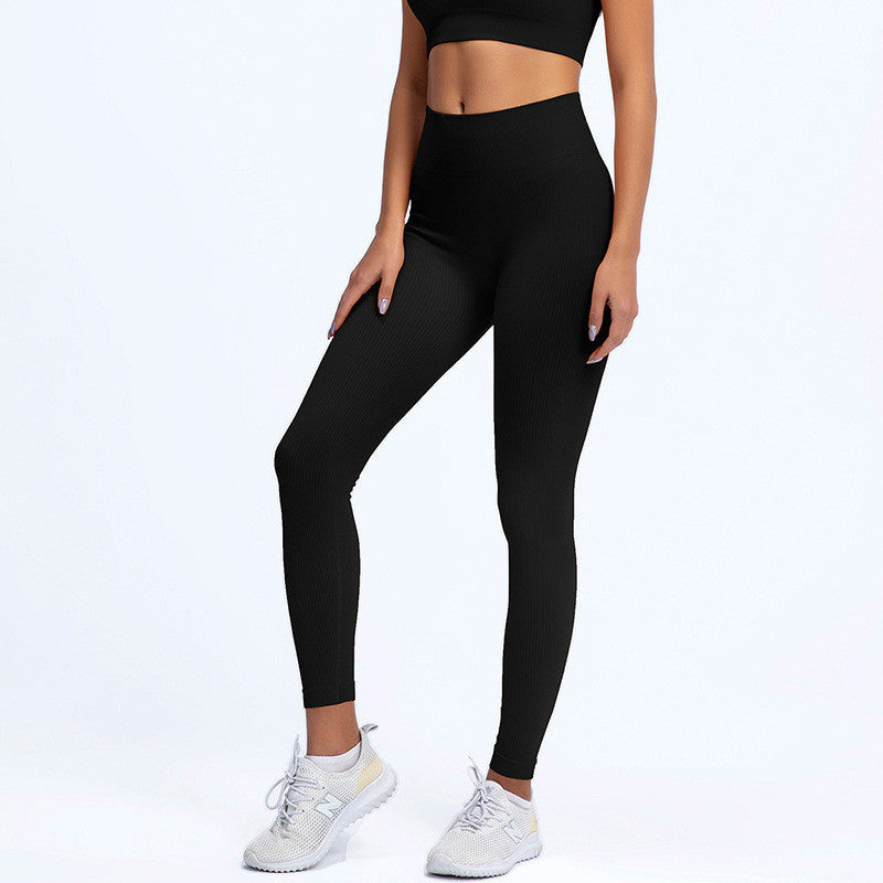 Einfarbige Stretch Sport Leggings Fadenhose