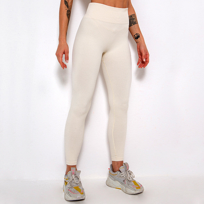 Einfarbige Stretch Sport Leggings Fadenhose
