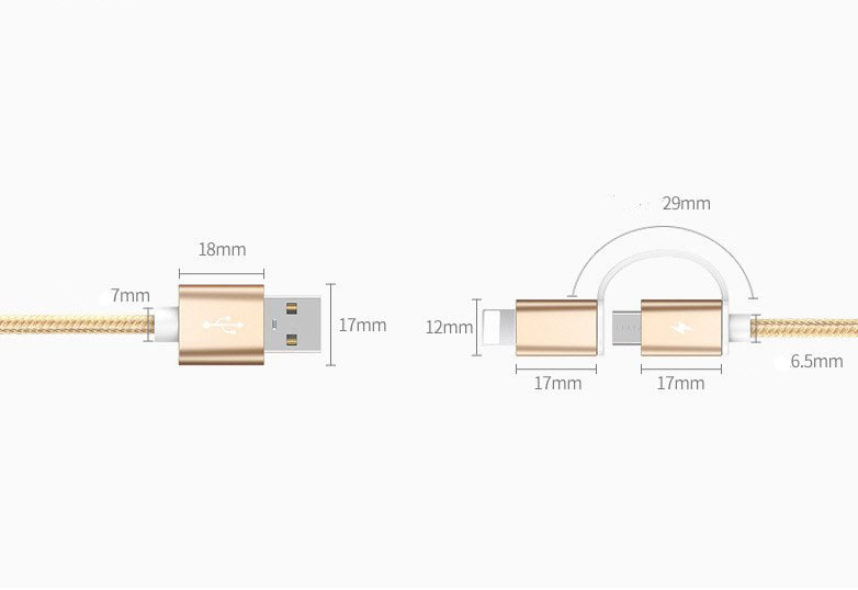 100 cm 2A Schnellladekabel 2 IN 1 USB Typ C Micro USB