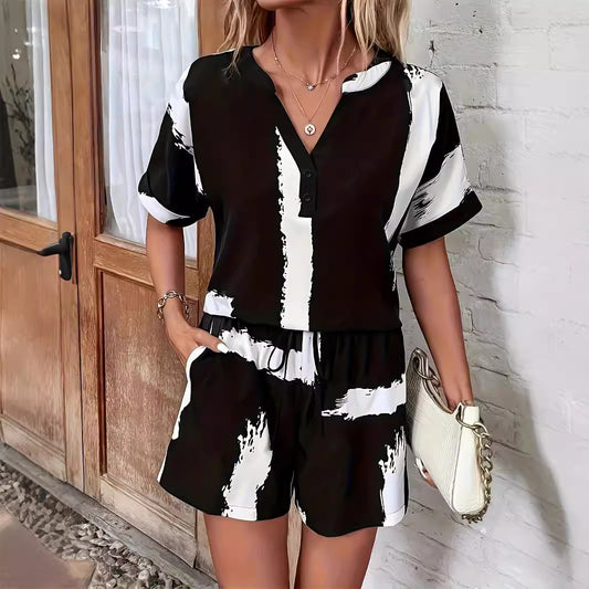 Pinsel Muster Top und Shorts Freizeit  Anzug