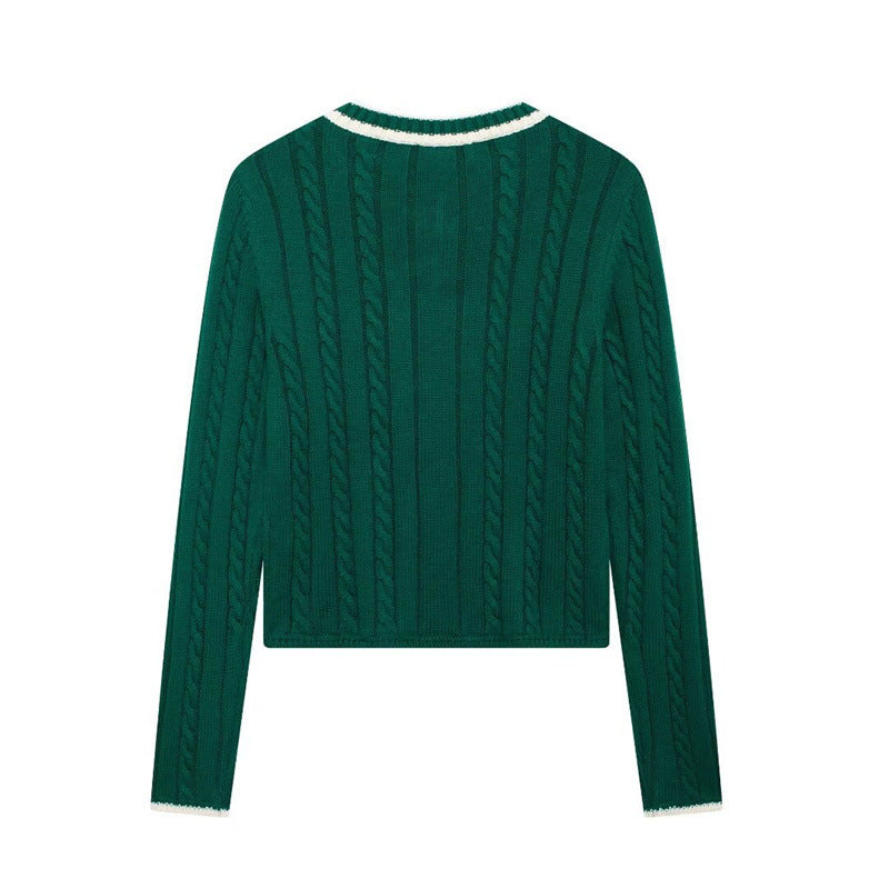Mode Langarm Pullover Zopfmuster