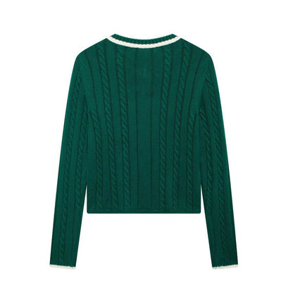 Mode Langarm Pullover Zopfmuster
