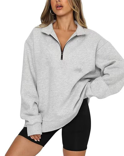 Frauen Sweatshirts Zip kragen Shirt
