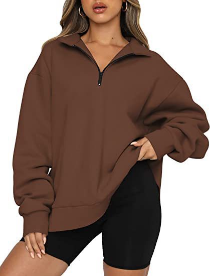 Frauen Sweatshirts Zip kragen Shirt