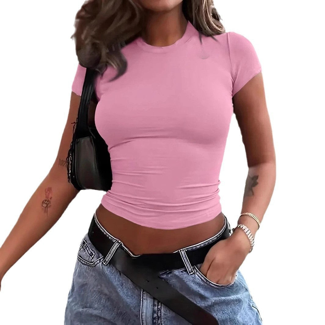 Damen Kurz arm Slim-fit T-shirt einfabig