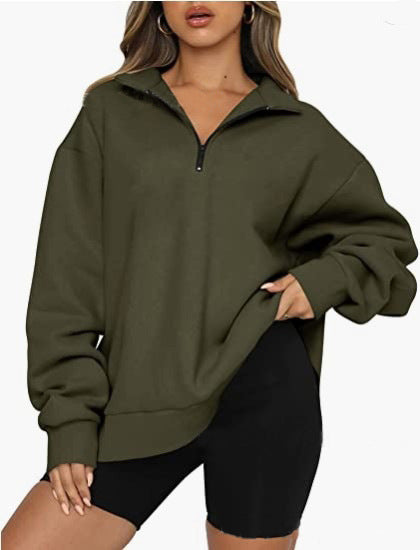 Frauen Sweatshirts Zip kragen Shirt