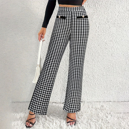 Schwarz-Weiß Regular Hose