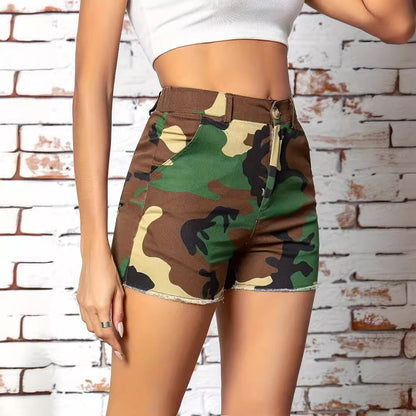 Khaki-Leopardenmuster Shorts