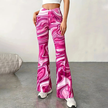 Lässige Bootcut-Hose mit weitem Bein und Print für Damen