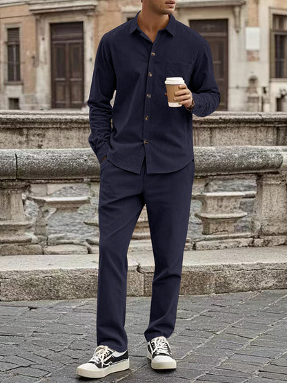 Lässige Strickjacke mit Revers und langen Ärmel Hemd