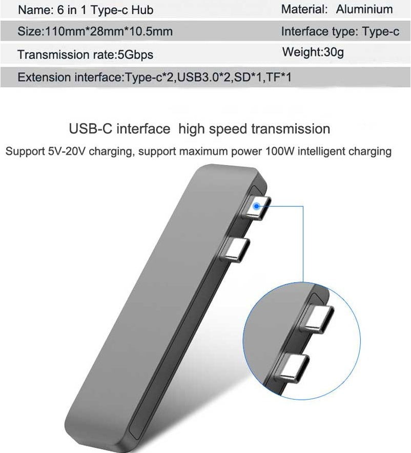 Apple USB Typ C Hub auf TF SD Kartenleser Hub 3.0 Adapter mit PD Power USB C Hub Dock