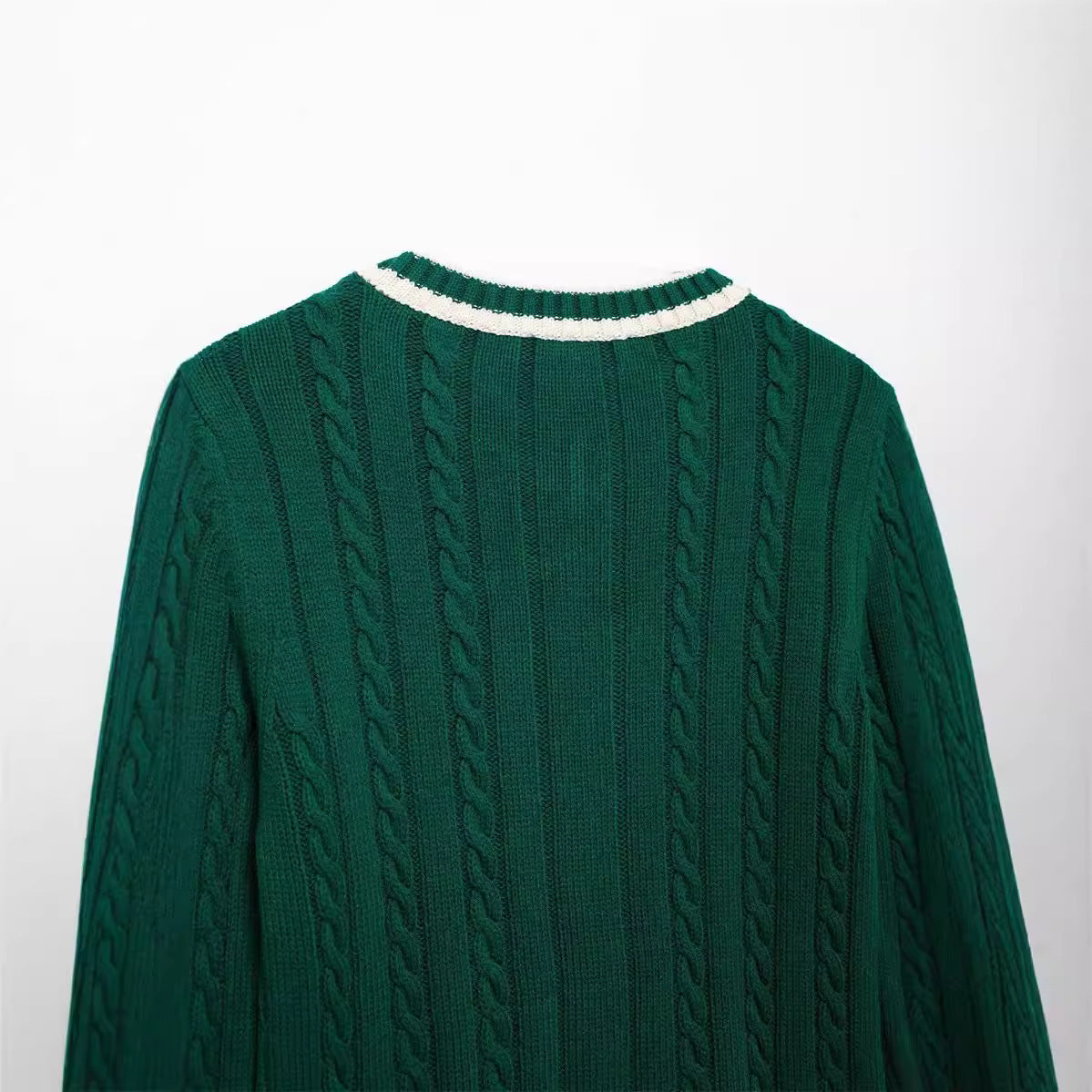 Mode Langarm Pullover Zopfmuster