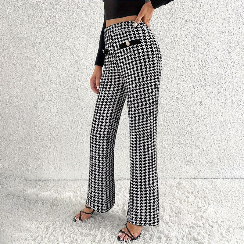 Schwarz-Weiß Regular Hose