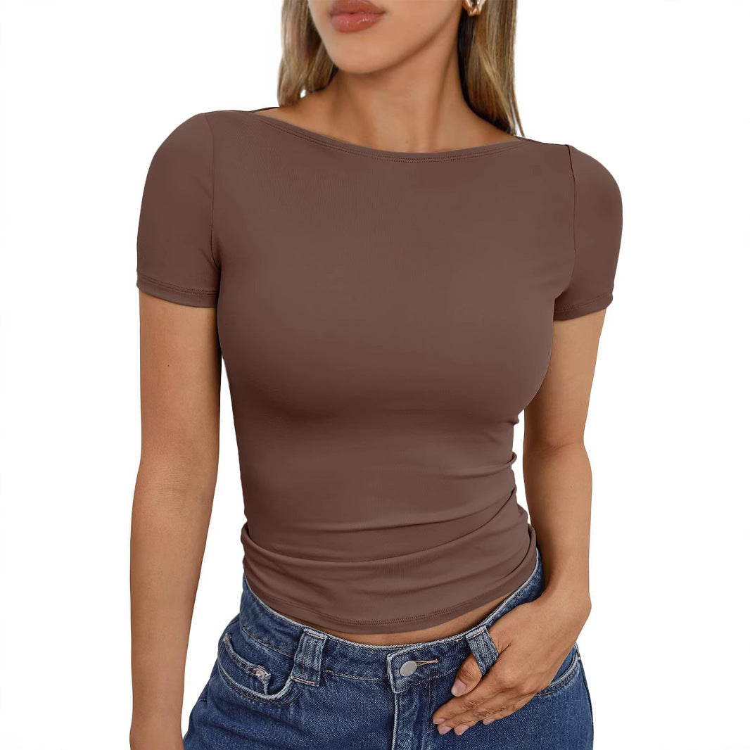 Rundhalsausschnitt Kurzärmelige Slim-Fit T-shirt