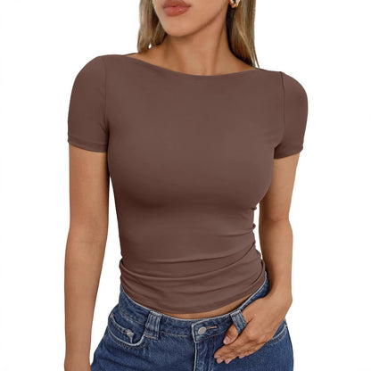 Rundhalsausschnitt Kurzärmelige Slim-Fit T-shirt