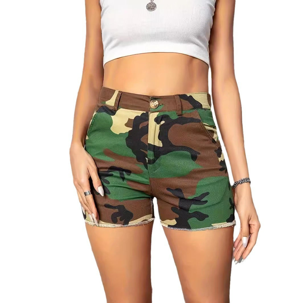 Khaki-Leopardenmuster Shorts