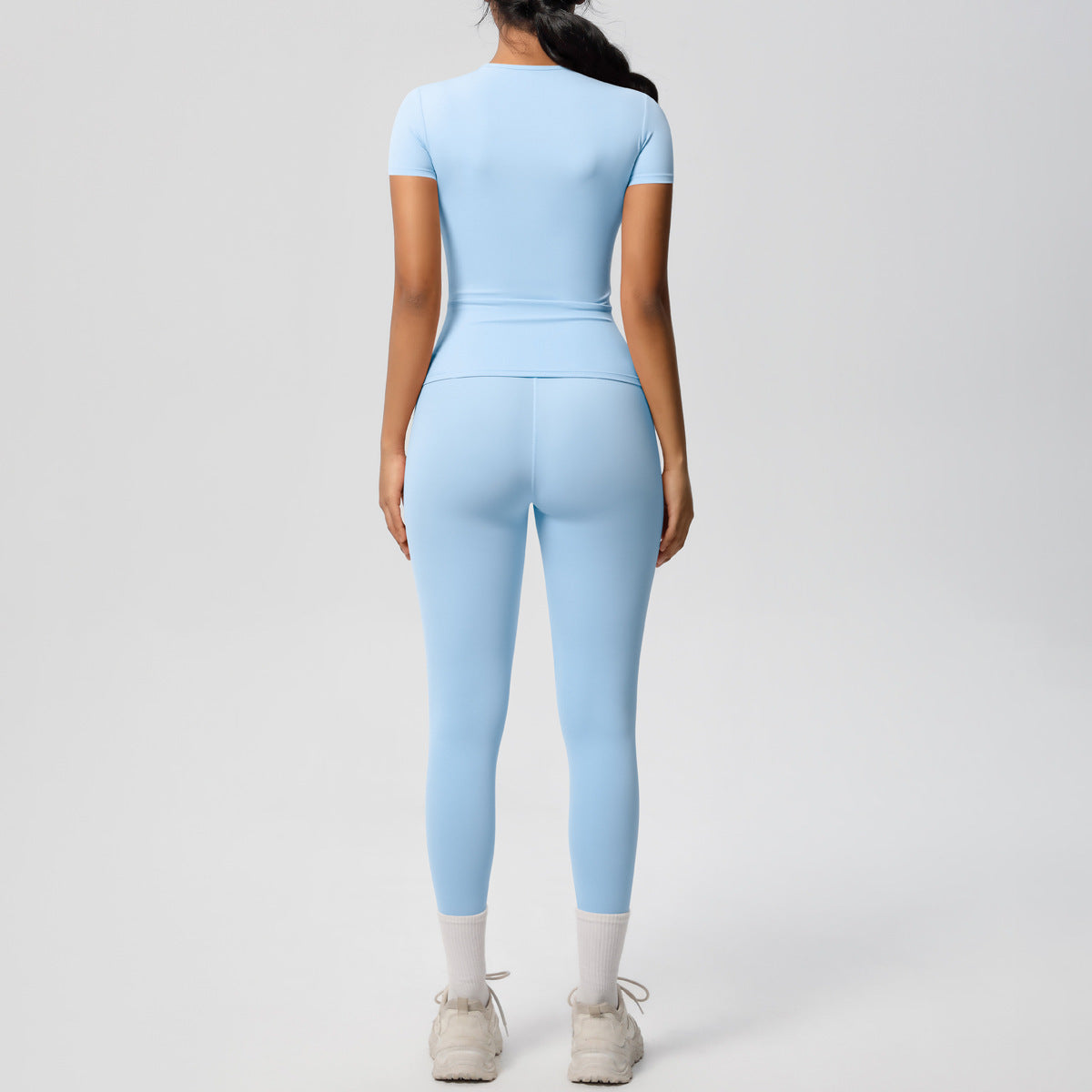 Sport-T-Shirt Stretch kurze Ärmel Yoga-Leggings hohe Taille Workout Anzug Frauen