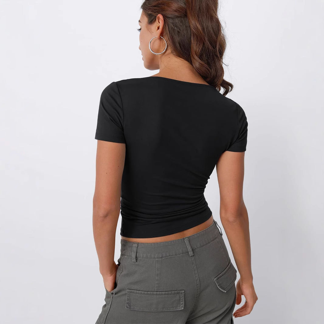 Rundhalsausschnitt Kurzärmelige Slim-Fit T-shirt