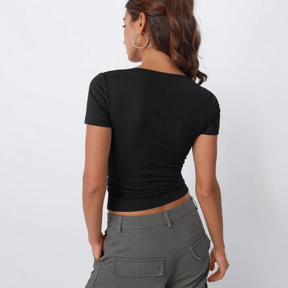 Rundhalsausschnitt Kurzärmelige Slim-Fit T-shirt