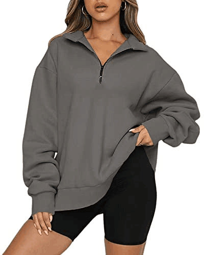 Frauen Sweatshirts Zip kragen Shirt