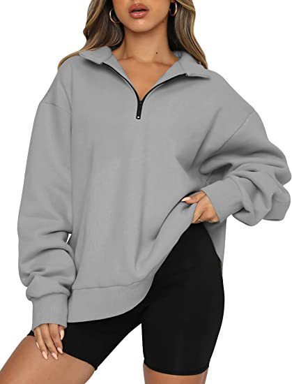 Frauen Sweatshirts Zip kragen Shirt