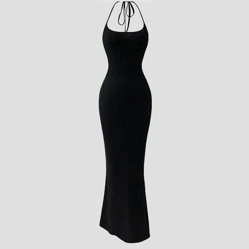 Spaghettiträger, Leopardenmuster, schmale Passform, freiliegender Rücken Kleid