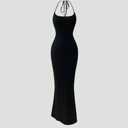 Spaghettiträger, Leopardenmuster, schmale Passform, freiliegender Rücken Kleid