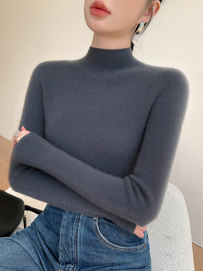 Nahtloser Wolle Pullover für Damen
