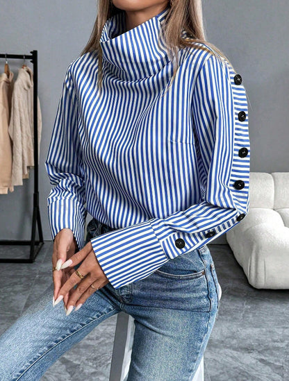 Gestreiftes, lässiges, dünnes Hemd für Damen