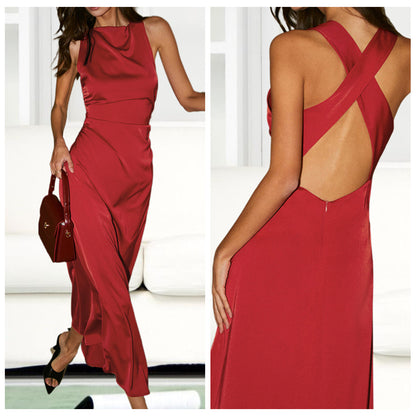 Elegantes Rückenfreies Frühlings Kleid