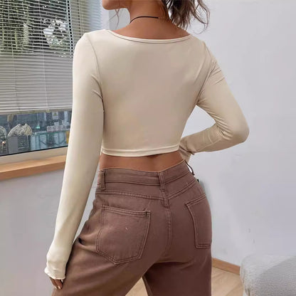 Schmal geschnittenes T-shirt langen Ärmeln für Frauen