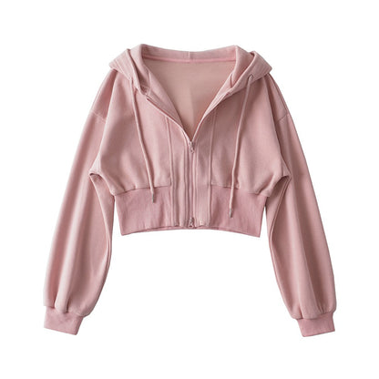 Damen Sport Jacke mit Kapuze und doppeltem Reißverschluss