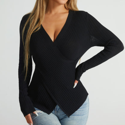 Leinenmuster Kreuz Pullover Frauen Chic Top