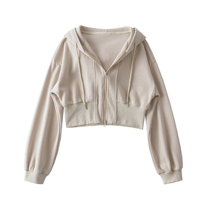 Damen Sport Jacke mit Kapuze und doppeltem Reißverschluss