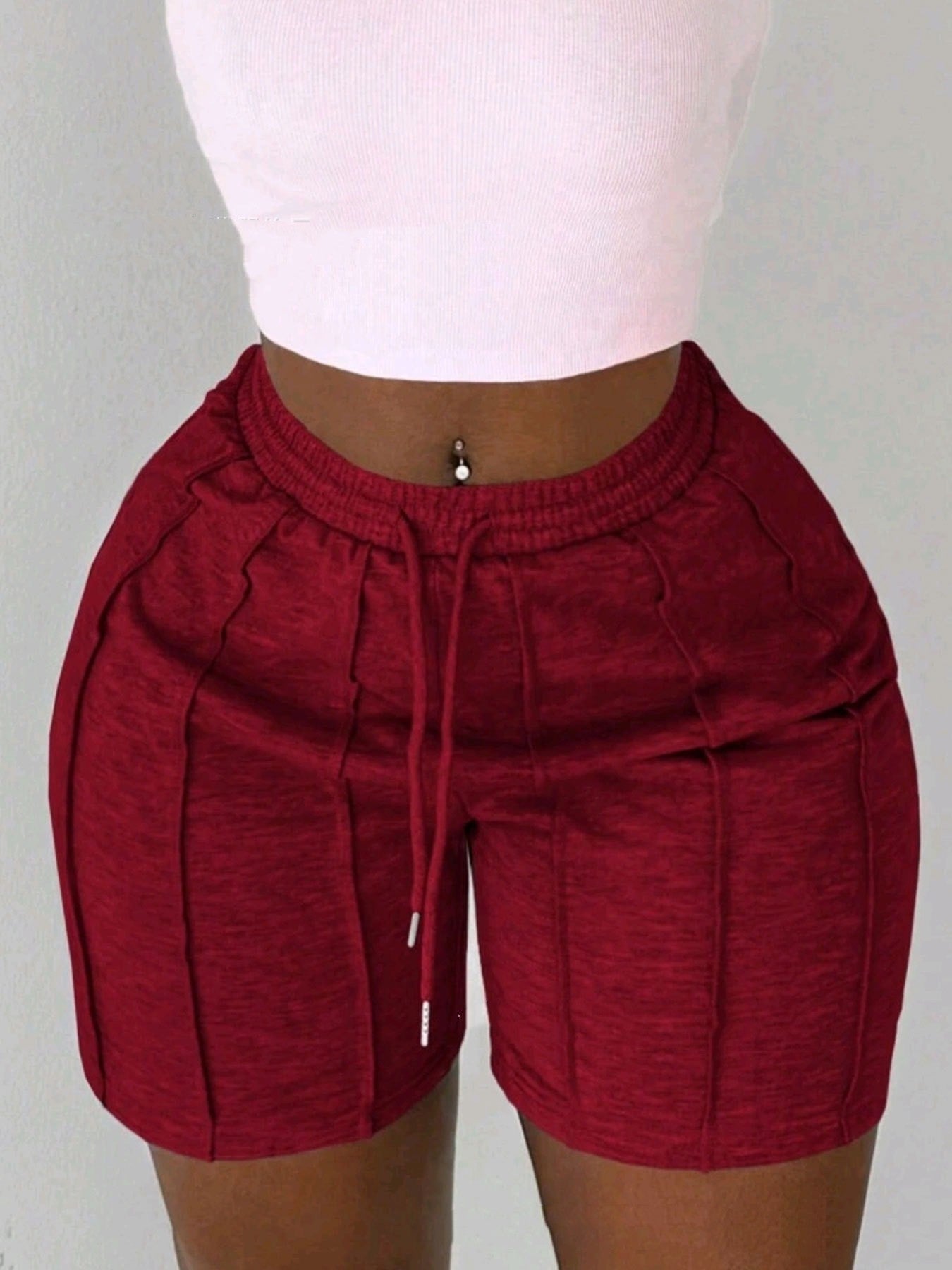 Einfarbige, lässige Shorts mit Kordelzug für den Sommer für Damen