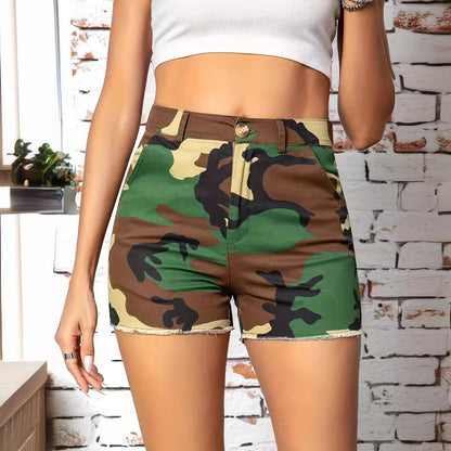 Khaki-Leopardenmuster Shorts