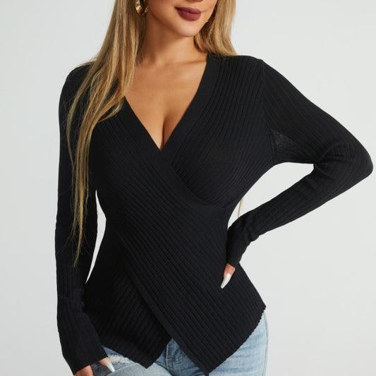 Leinenmuster Kreuz Pullover Frauen Chic Top