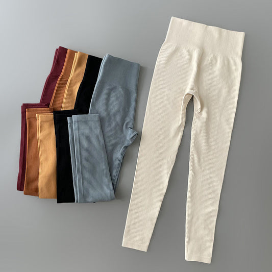 Einfarbige Stretch Sport Leggings Fadenhose