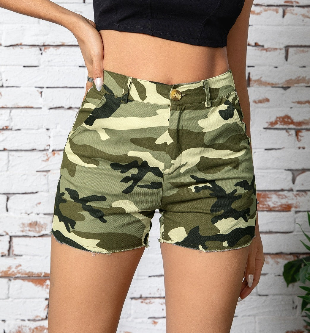Khaki-Leopardenmuster Shorts