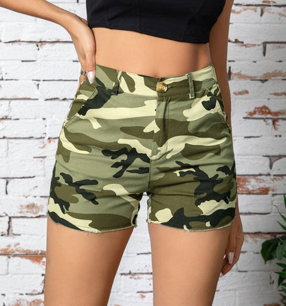 Khaki-Leopardenmuster Shorts
