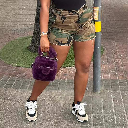 Khaki-Leopardenmuster Shorts