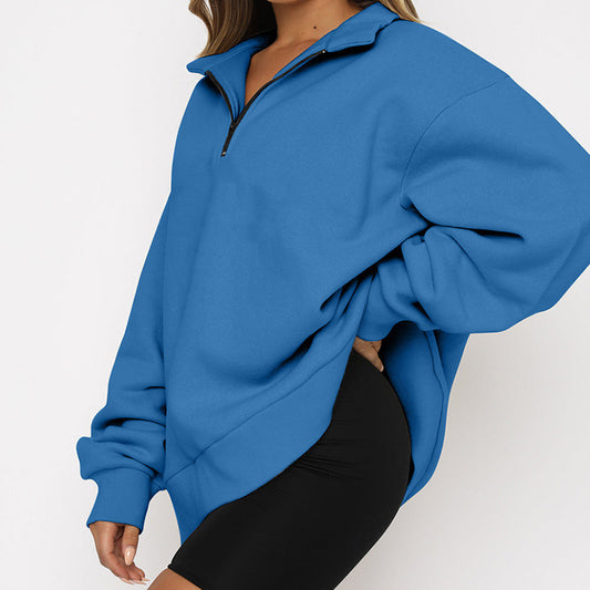 Frauen Sweatshirts Zip kragen Shirt