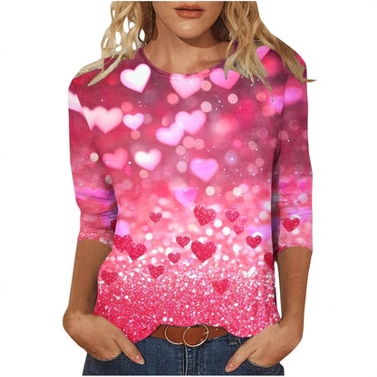 Dreiviertel langen Ärmeln Pullover Herzen
