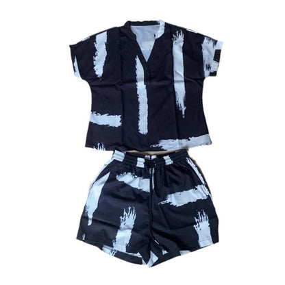 Pinsel Muster Top und Shorts Freizeit  Anzug