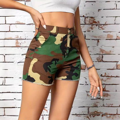 Khaki-Leopardenmuster Shorts