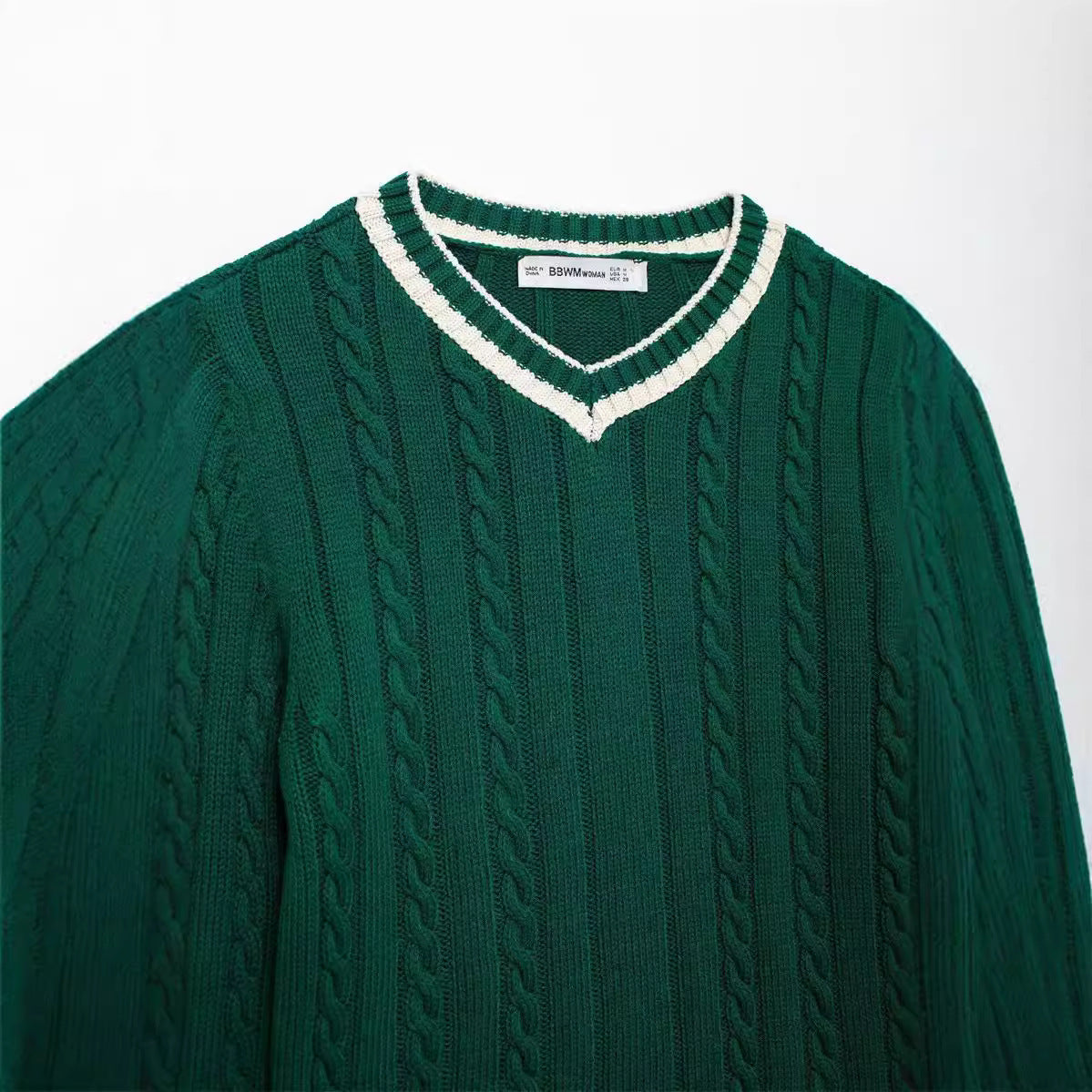 Mode Langarm Pullover Zopfmuster